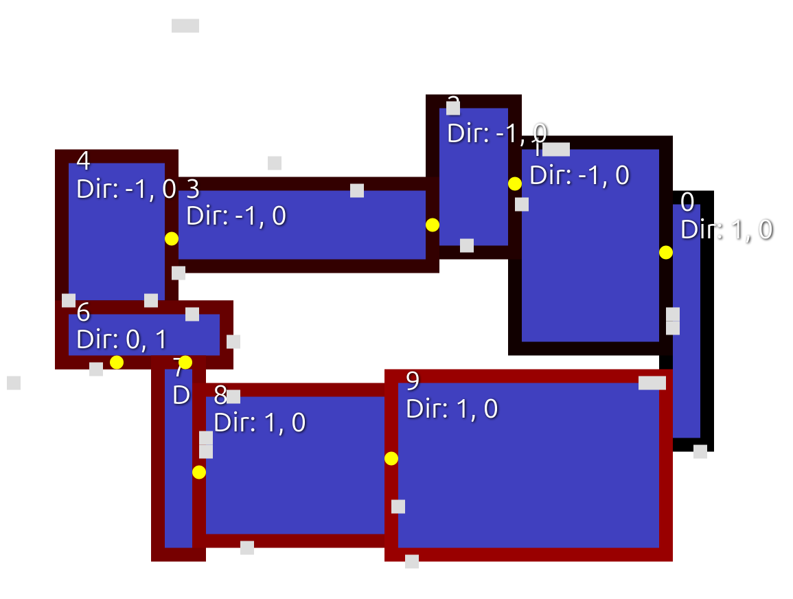 Room schematic with squares, some of which are nowhere near the rooms.